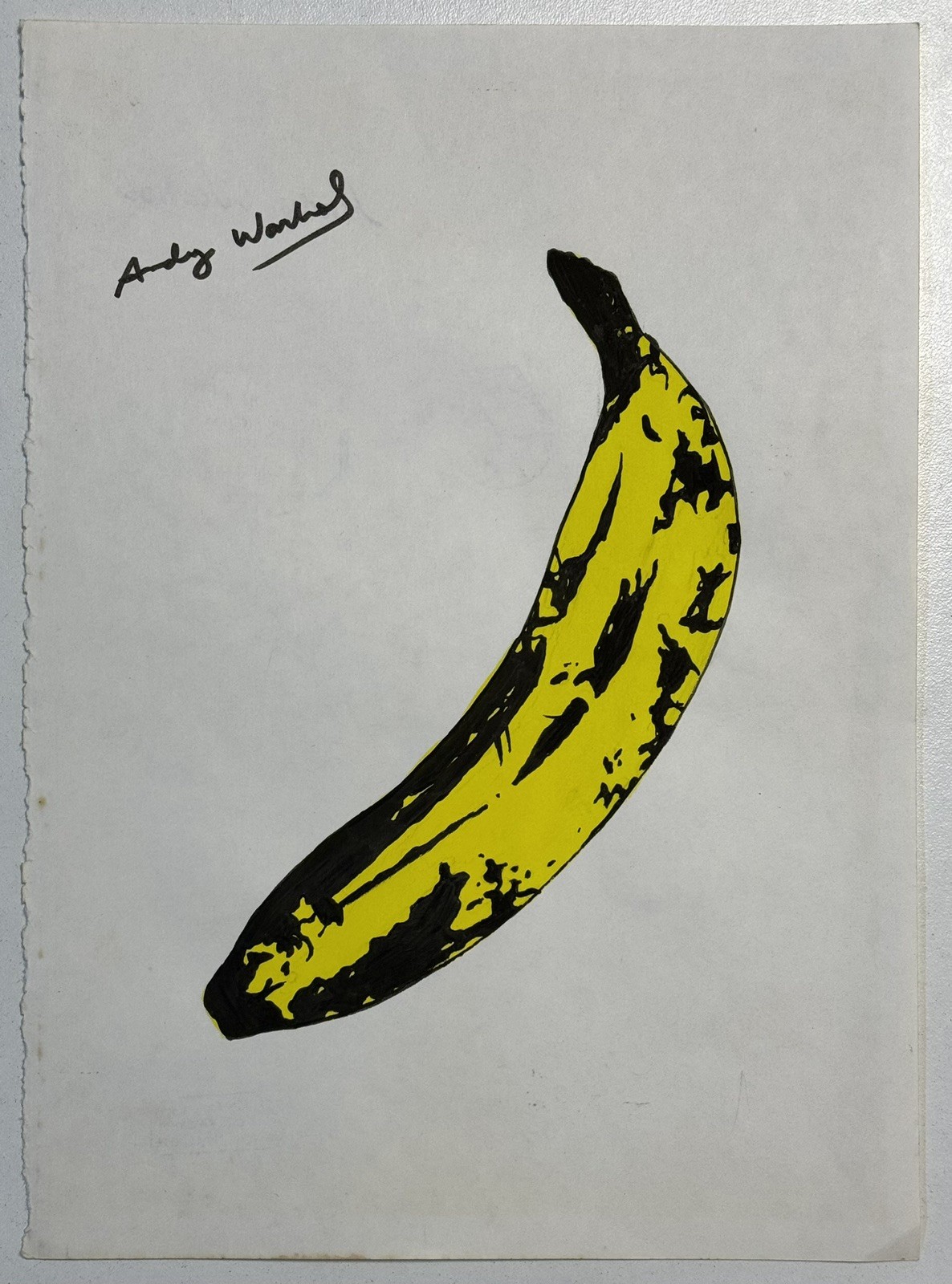 Andy Warhol Drawing on old paper (Handmade) signed and stamped artwork