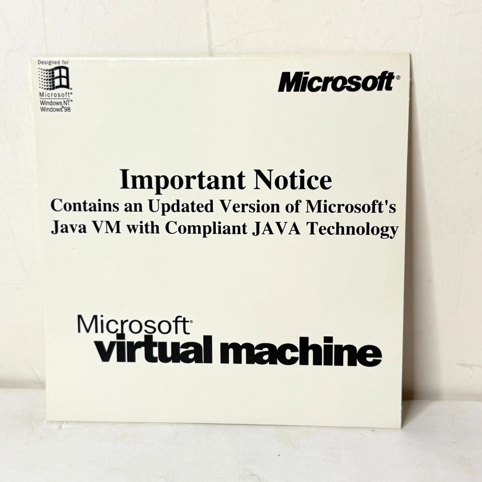 Windows Virtual Machine Java Update [VG] Windows 98 NT Software CD-ROM PC *B2G2*