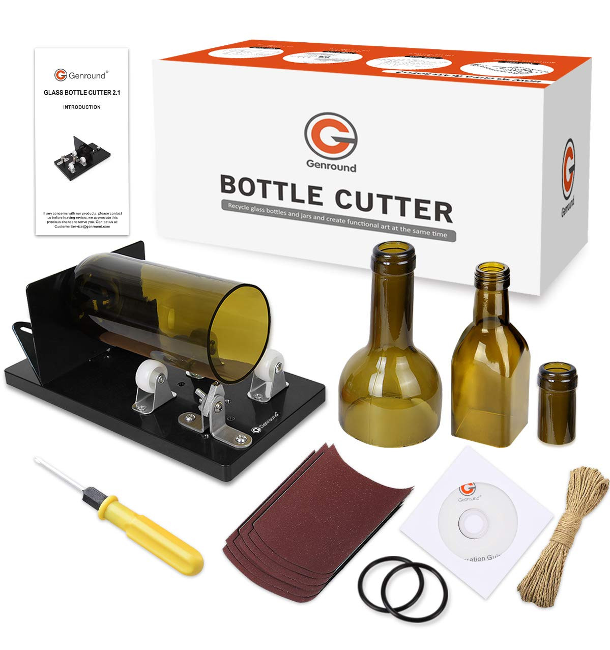 Bottle Cutter, Genround Upgrade 2.1 Glass Bottle Cutter Machine for Round, Sq...