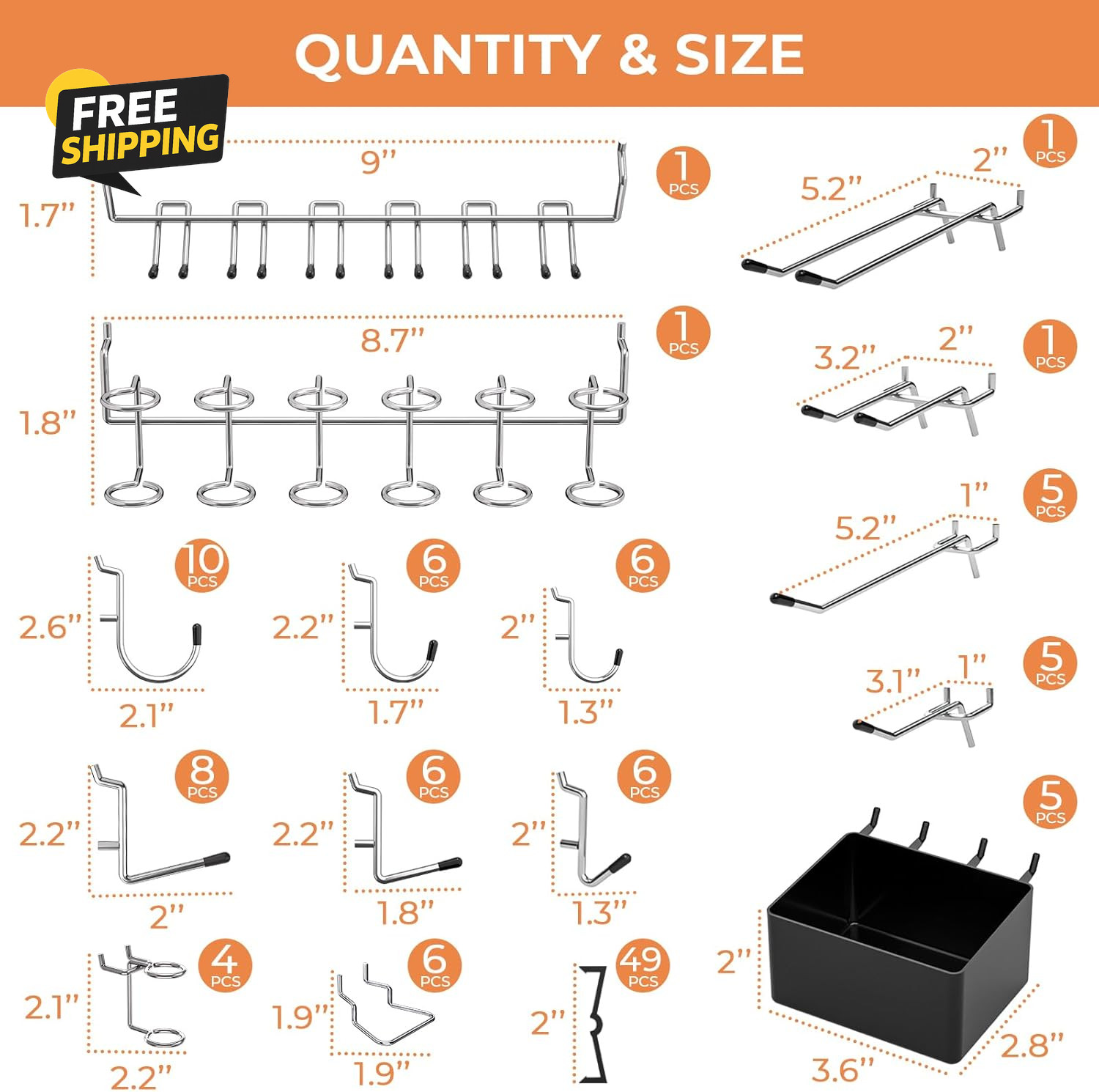 120PCS Pegboard Accessories Organizer Kit, Peg Board Hooks Assortment with Bins