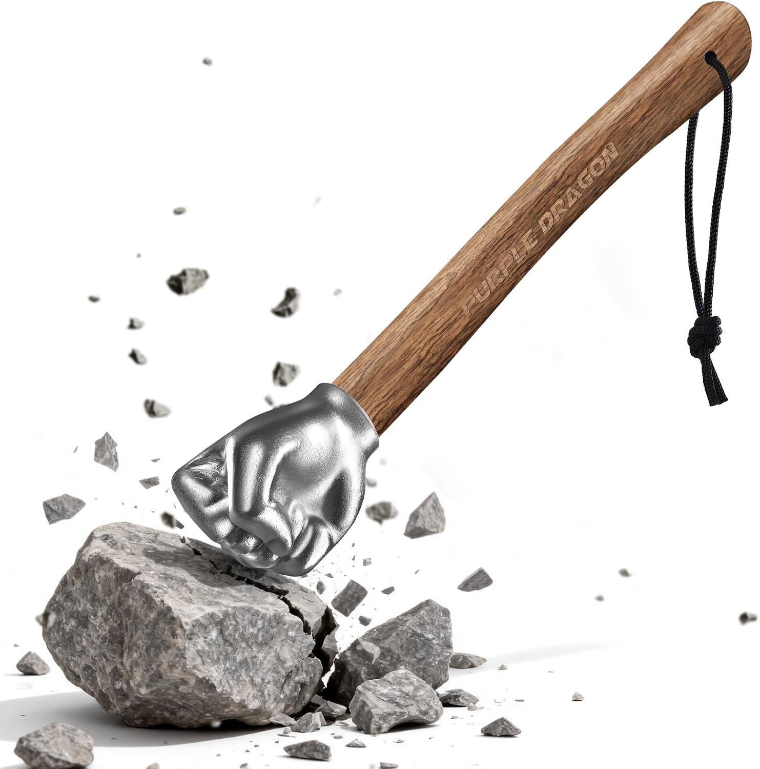 2Lb Fist Hammer Tool with Wooden Handle | 14.37" Iron Fist-Shaped Multi-Purpose