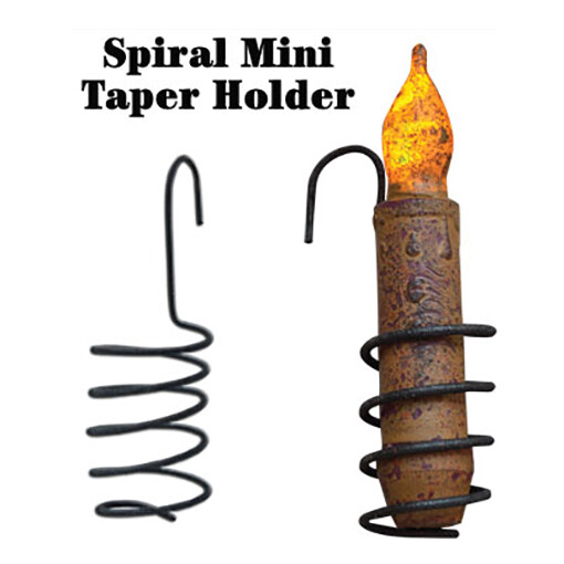 Black Wire Spiral Hanging Taper Candle Holder Small 3.5" Long Primitive Country