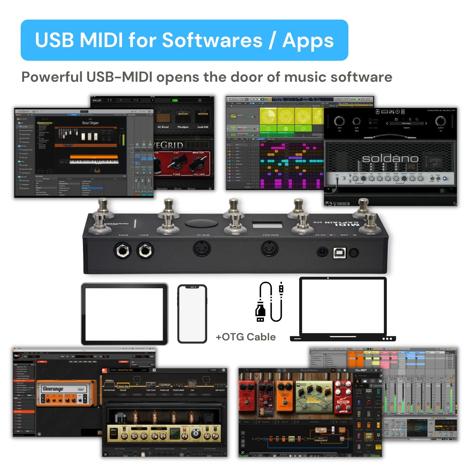 PAINTAUDIO MIDI Captain Foot Controller Multi-Effects Keyboards Black