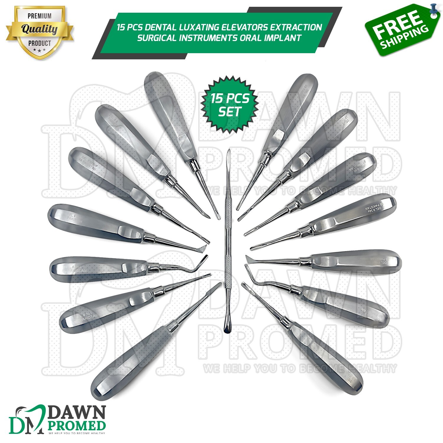 15 pcs Dental Luxating Elevators Extraction Surgical Instruments Oral Implant
