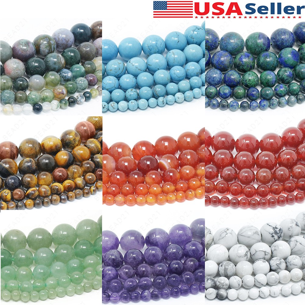 Natural Gemstone Beads Round Loose Wholesale 4mm 6mm 8mm 10mm 12mm 15.5" Strand❀