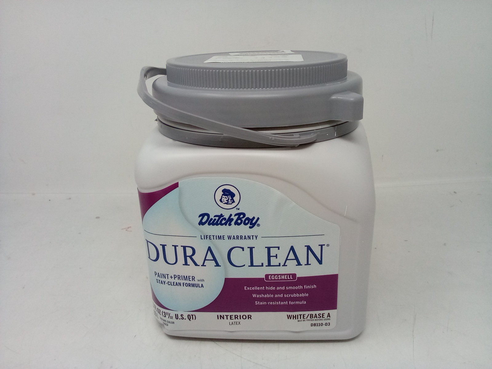 DUTCH BOY DURACLEAN PAINT+PRIMER EGGSHELL INTERIOR LATEX {WHITE/BASE A}123 FL OZ