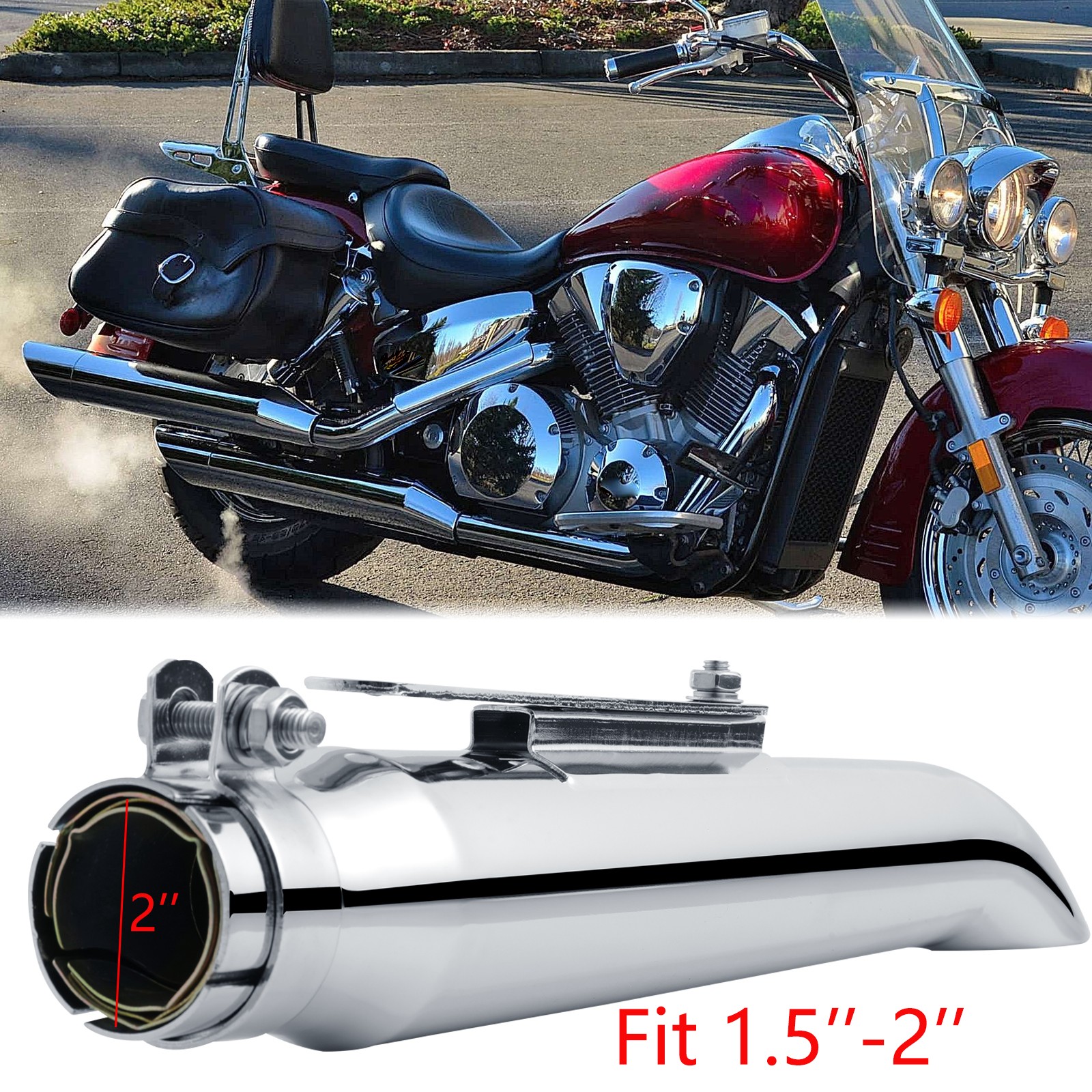 20" Slip On Exhaust Pipe Silencer Muffler For Honda VTX1300 VTX1800 VT750