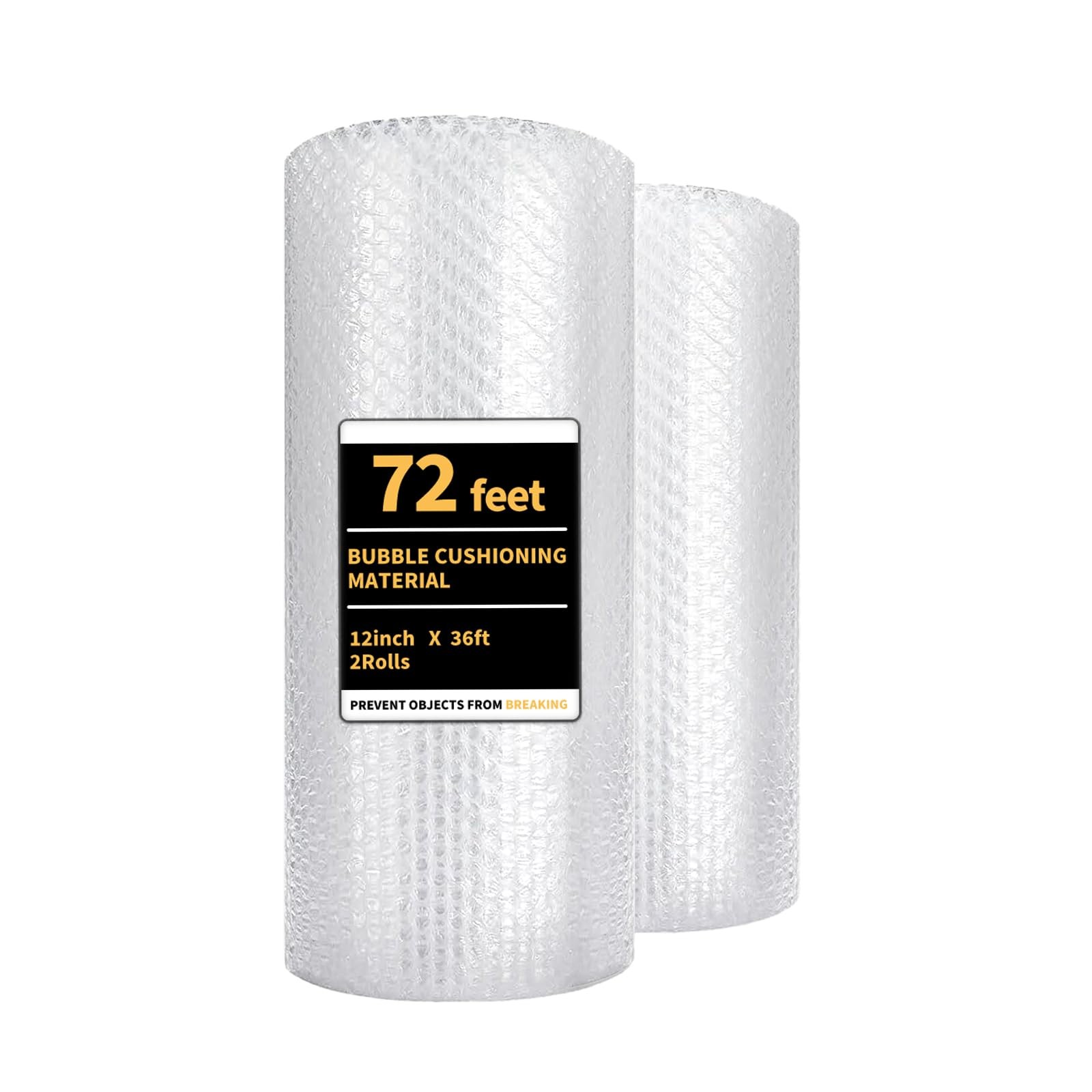 Bubble Cushioning Wrap 2 Pack 12 Inch x 72 ft Bubble Wrap for Packing，Moving ...
