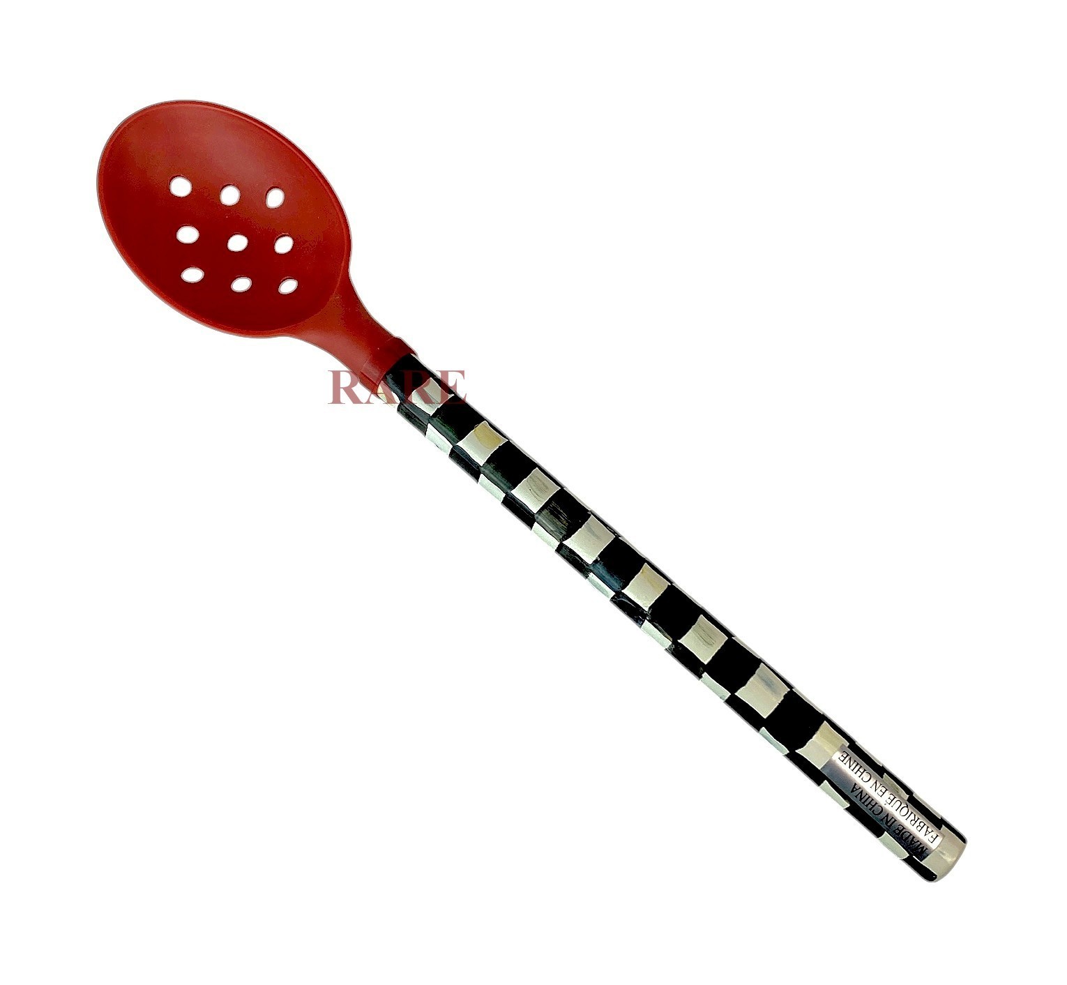 MacKenzie-Childs Enamel Courtly Check Large Red Slotted Spoon 13" Long New