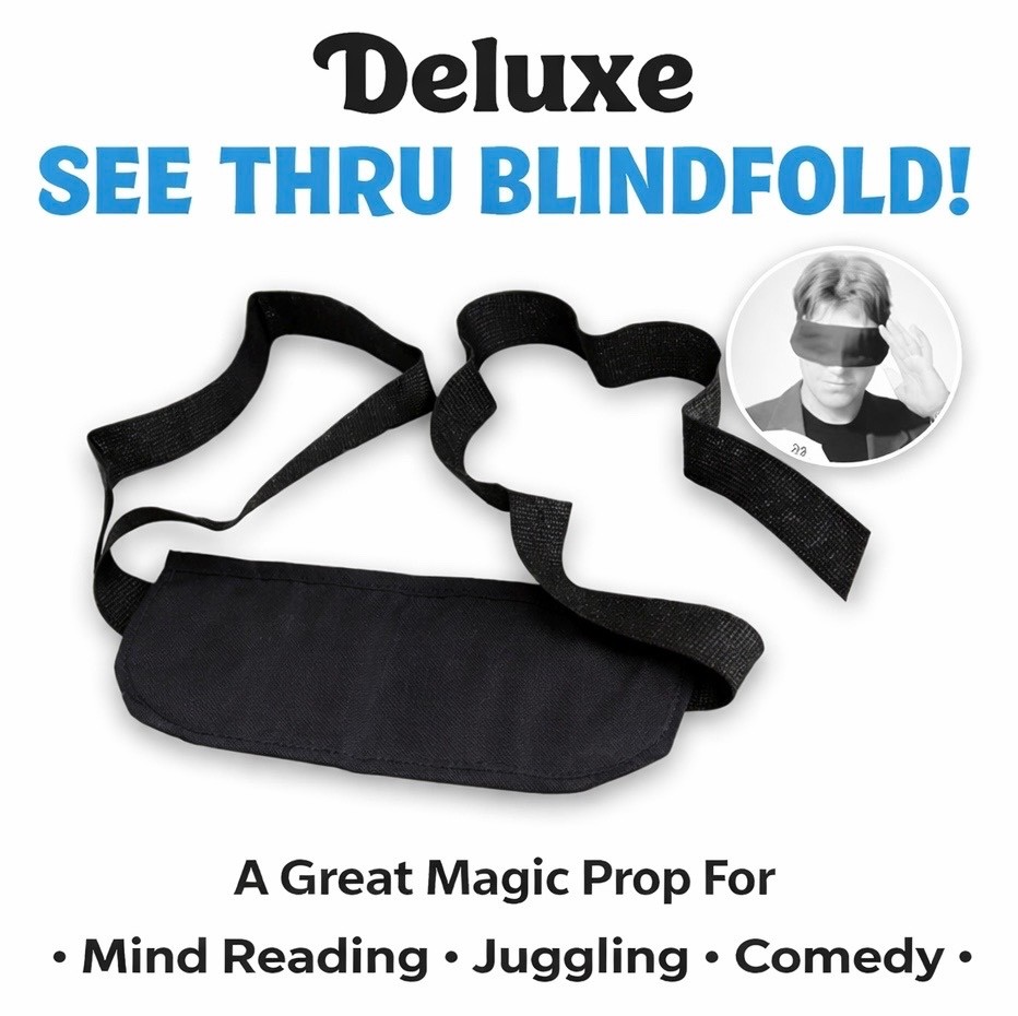 Deluxe SEE THROUGH BLINDFOLD Mental Magic Tricks Stunt Juggler Thru Comedy Gag