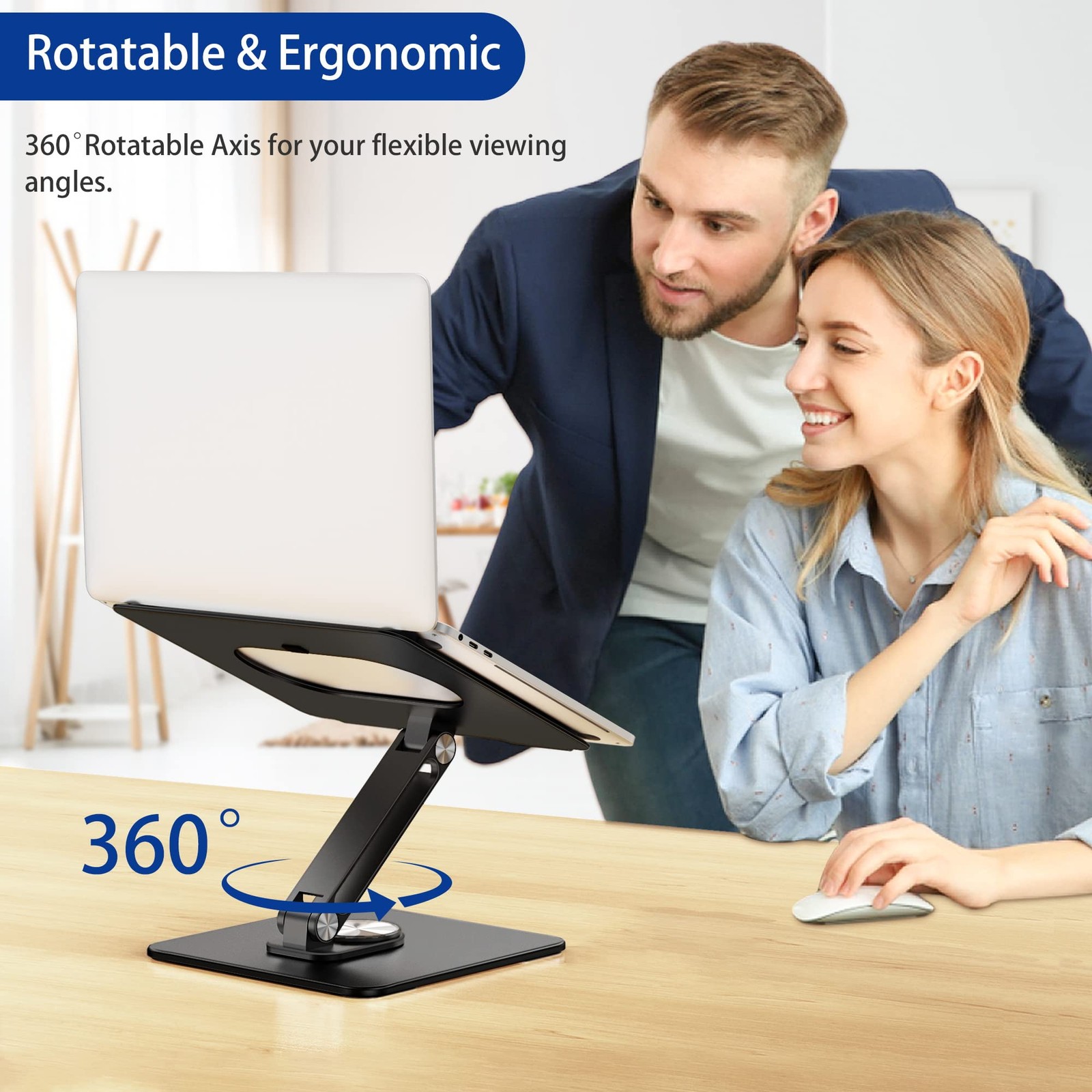 LSX7 Laptop Stand with 360 Rotating Base, Ergonomic Adjustable Notebook Riser...