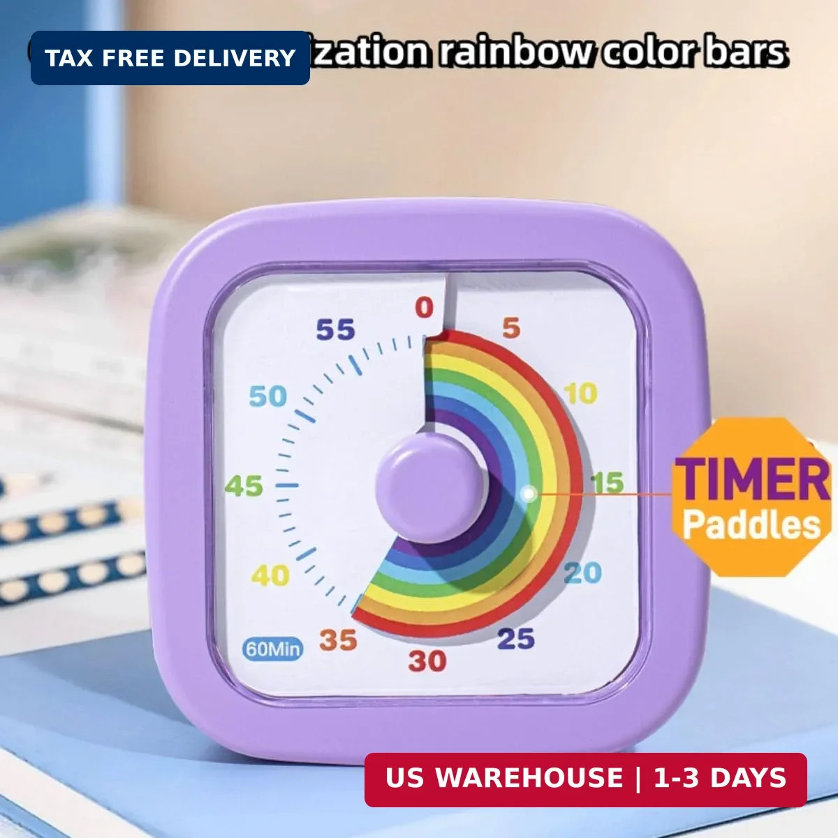 Kids Visual Timer Cute Rainbow - 60 Minute Countdown Timer Time Management for K