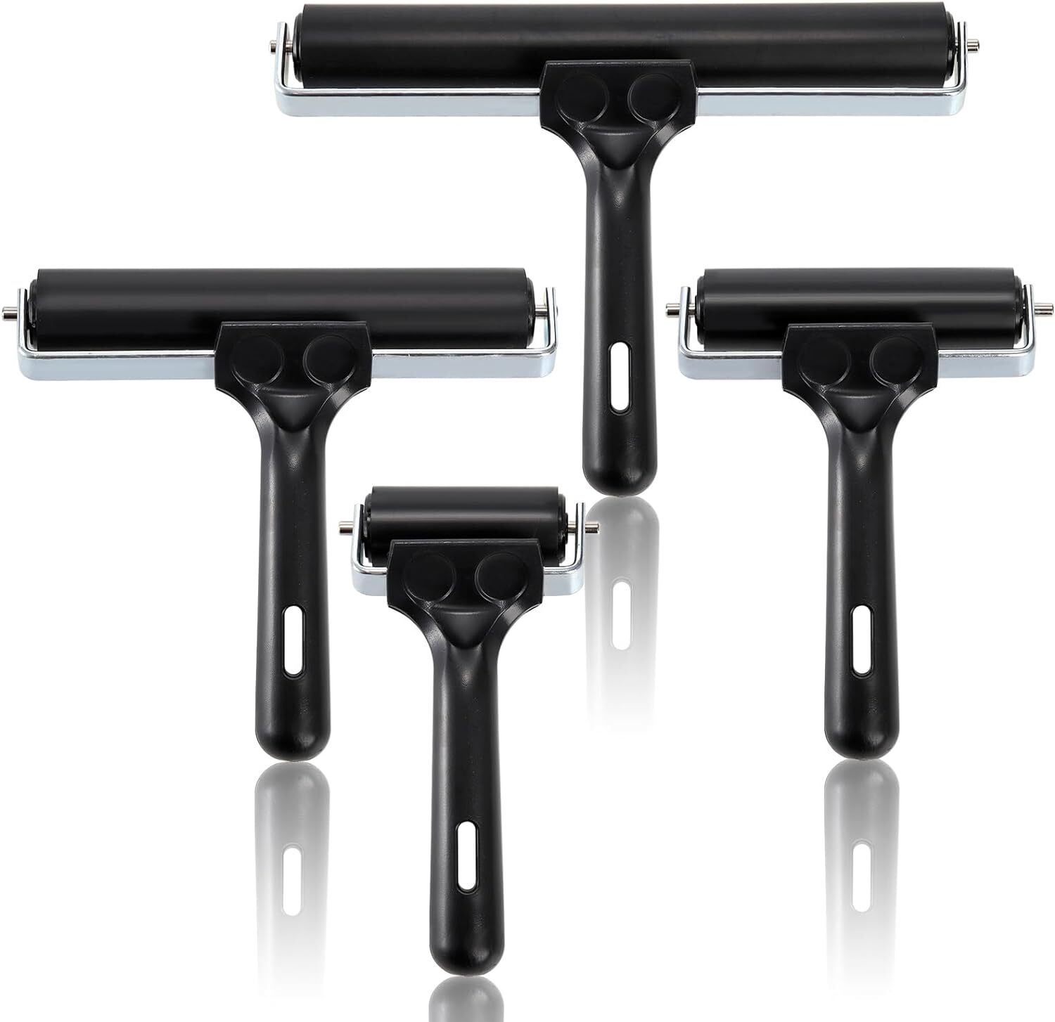 4 Pack Brayer Roller Rubber Printmaking Brayers Black Brayer Tool Paint Brush...