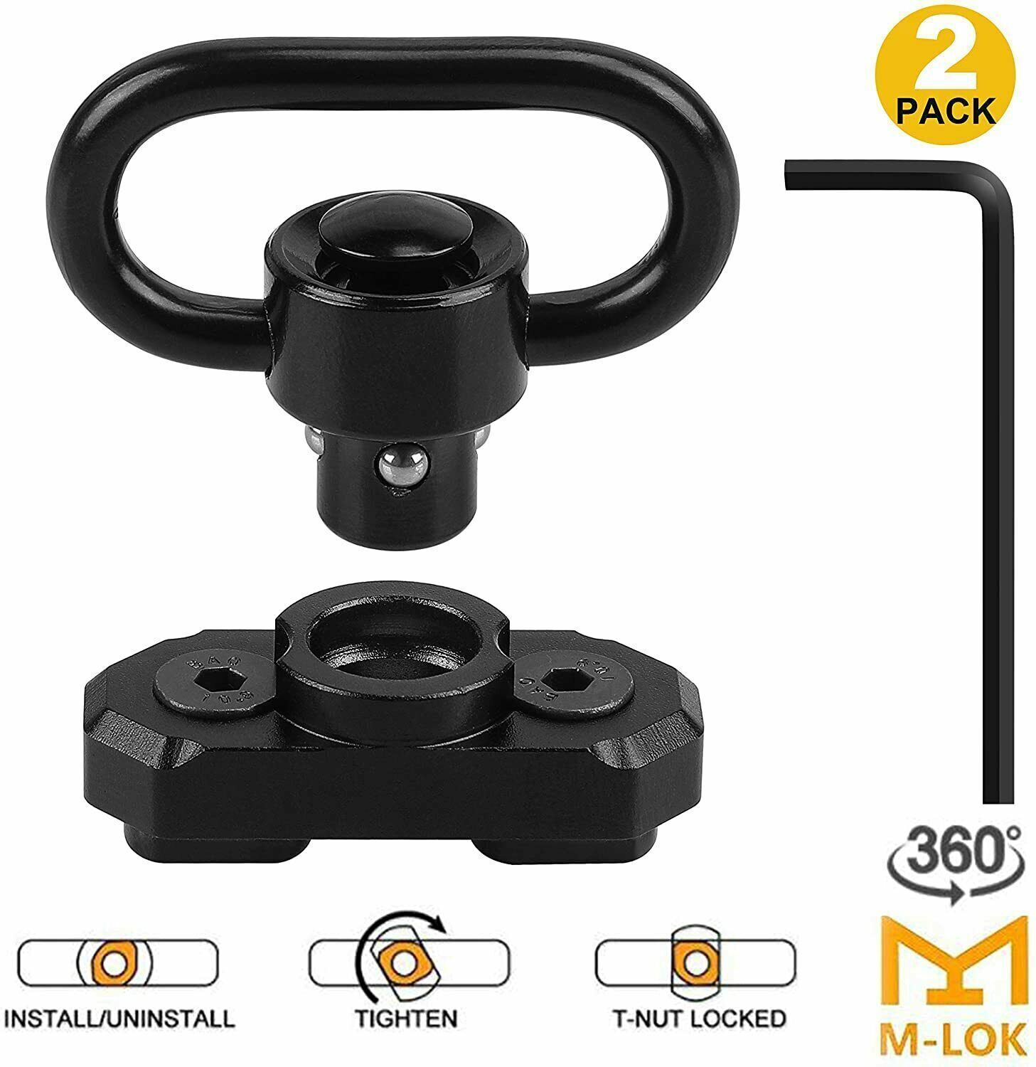 2/4Pcs M-LOK MLOK Quick Release Sling Mount Push Button QD Sling Swivel Adaptor