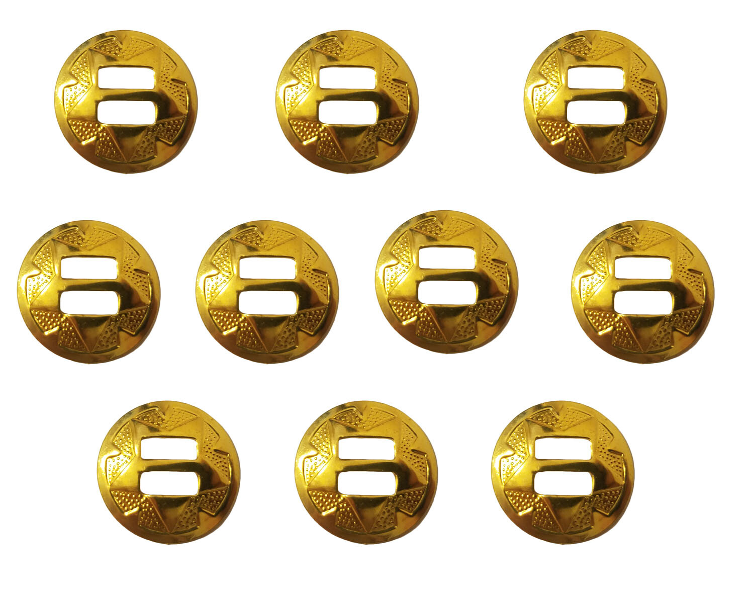 10 Star Gold Tone Metal Round Western Slotted Concho Slides Scarf Belt Buckles