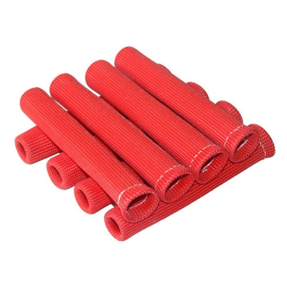 8PCS Red 1200° SPARK PLUG WIRE BOOTS HEAT SHIELD PROTECTOR SLEEVE for SBC BBC[