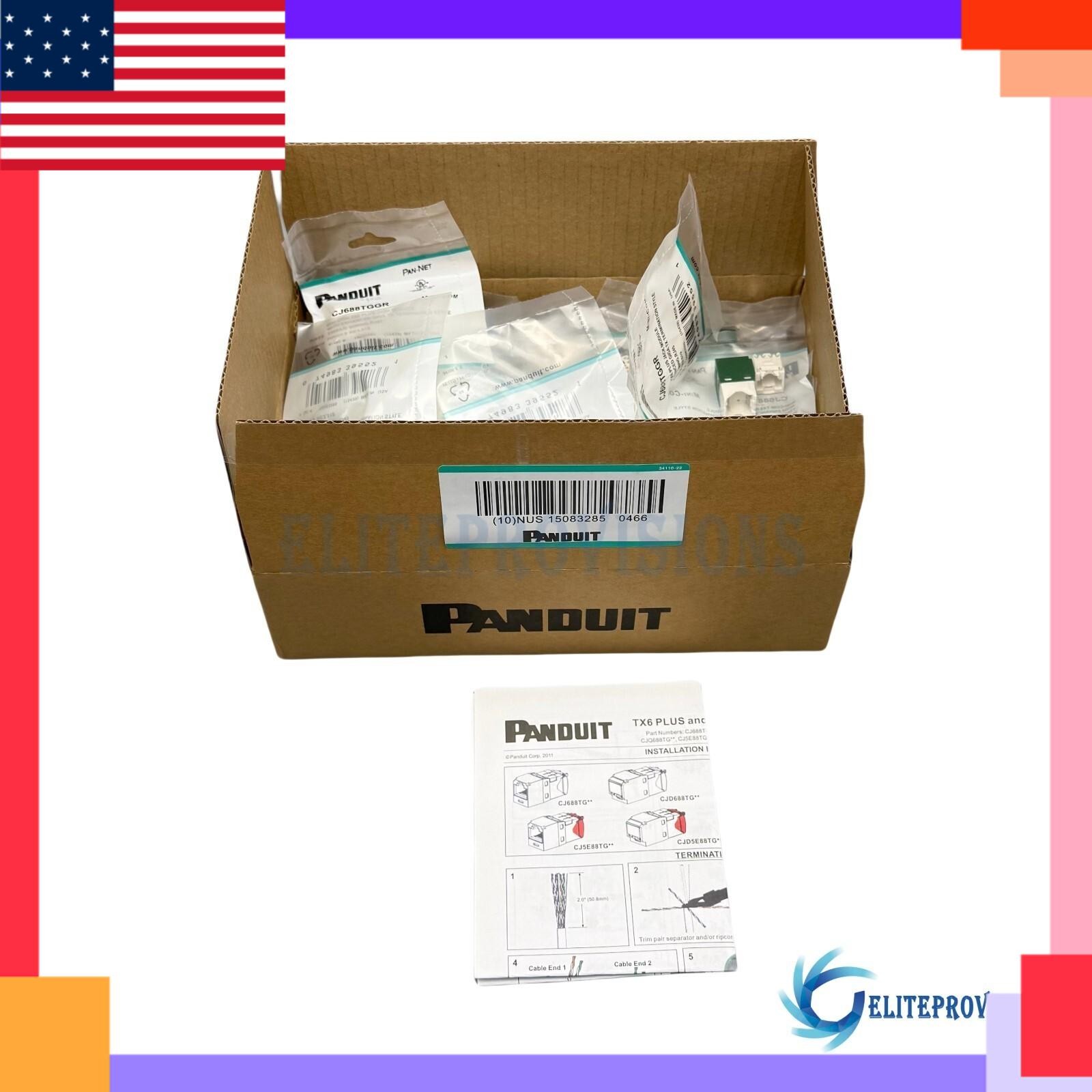 GENUINE Panduit Giga TX Cat6 jack Green BOX OF 50. CJ688TGGR US