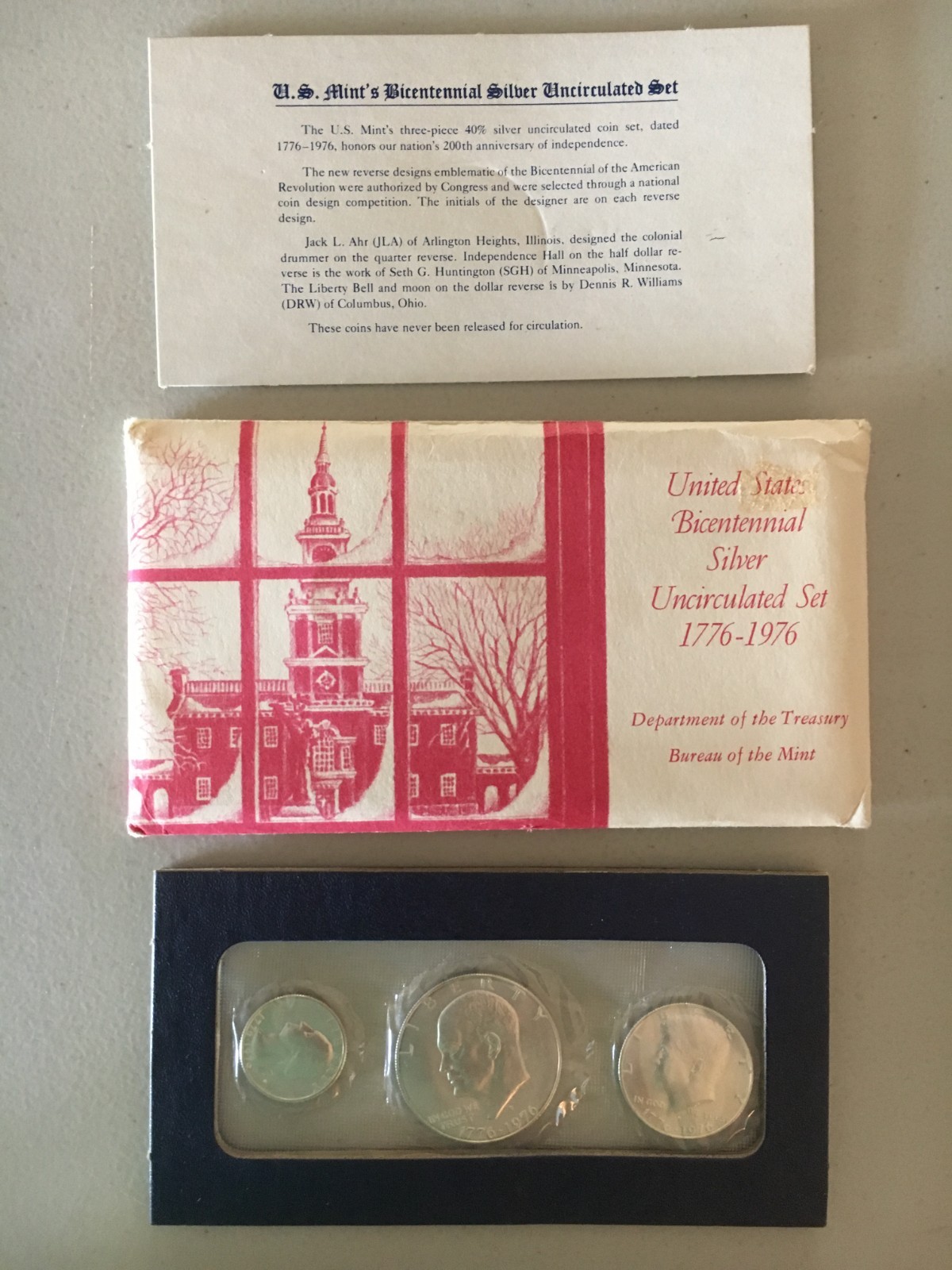 1776-1976 (S) U.S. Mint Bicentennial 40% Silver Uncirculated 3-Coin Set