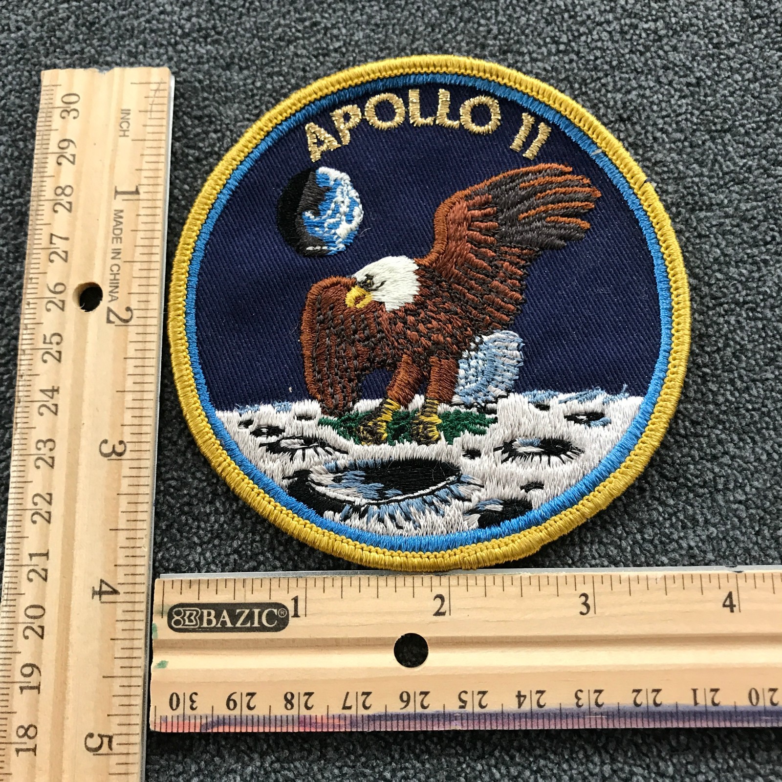 Apollo 11 NASA Mission Patch Embroidered 4 Inch Eagle Moon Landing Space Badge