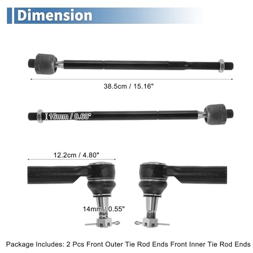 4pcs Front Inner Outer Tie Rod Ends Kit Suspension Steering Tie Rod End for
