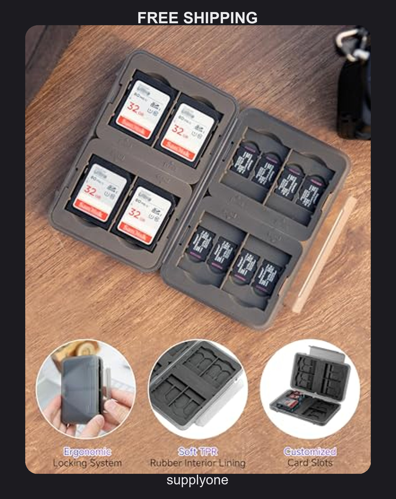 PROfezzion 24-Slot Memory Card Case Grey Hard Shell SD Storage Holder