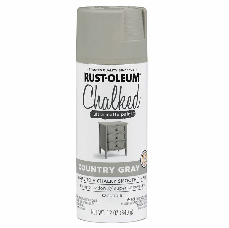 Rust-Oleum 302593 Chalked Ultra Matte Spray Paint, 12oz, Country Gray