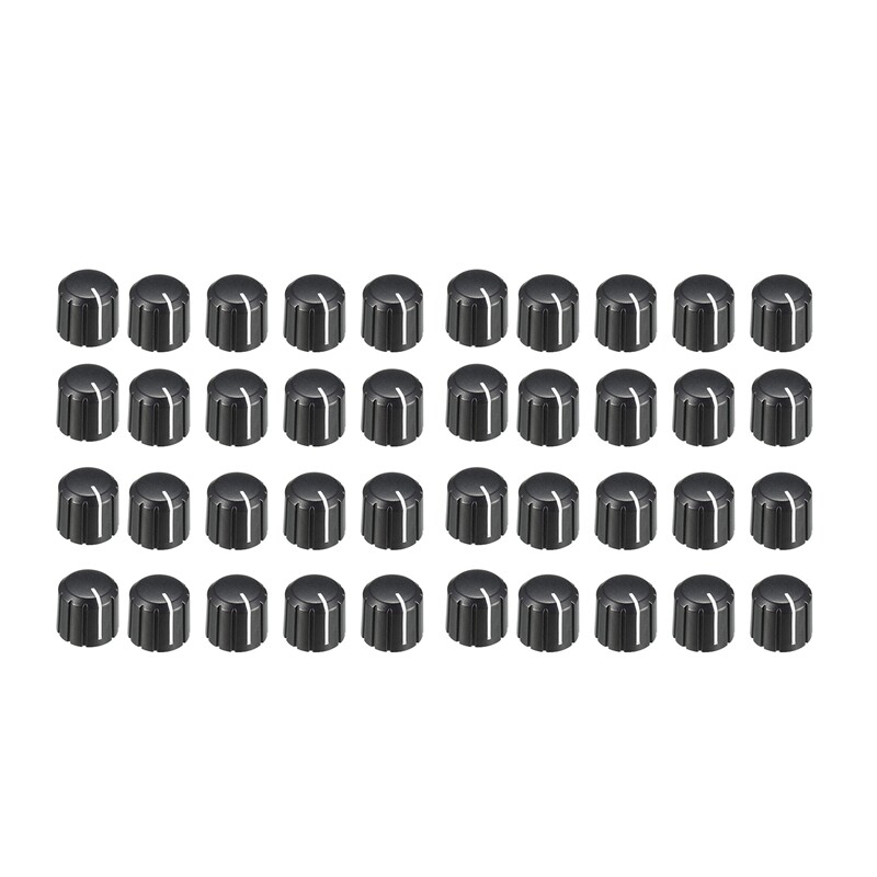 40Pcs 15X13.5mm Plastic Potentiometer Rotary Knob for 6mm Diameter D Type7001