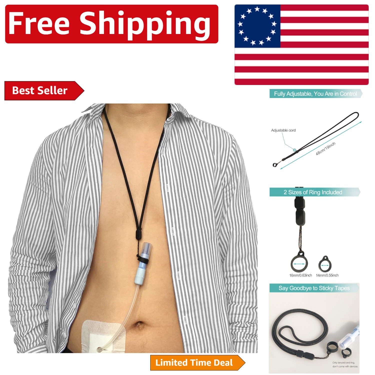 Adjustable PD Transfer Set Lanyard Holder - Ideal for Daily Comfort & Safety
