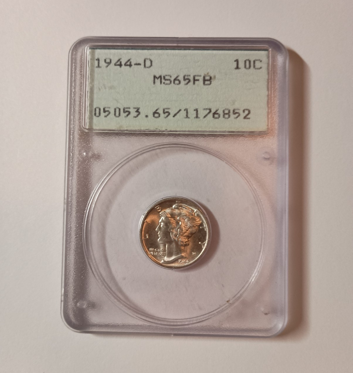 1944-D Mercury Dime 10C PCGS MS65 FB Full Bands Silver Cert#05053.65/1176852