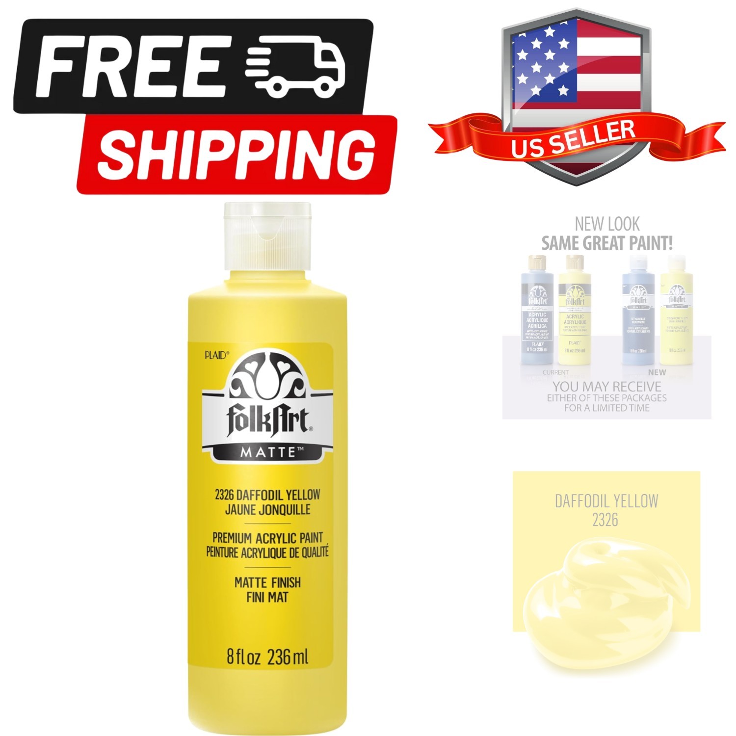 Acrylic Paint, 8oz, Daffodil Yellow