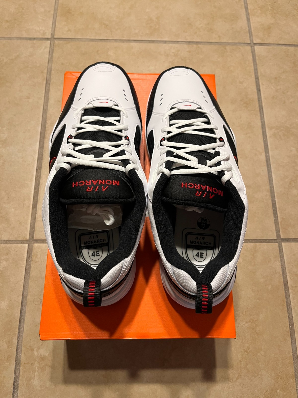 Nike Air Monarch 4 Black White (4E) 416355 101 Mens Size 13 NEW Walking Shoes