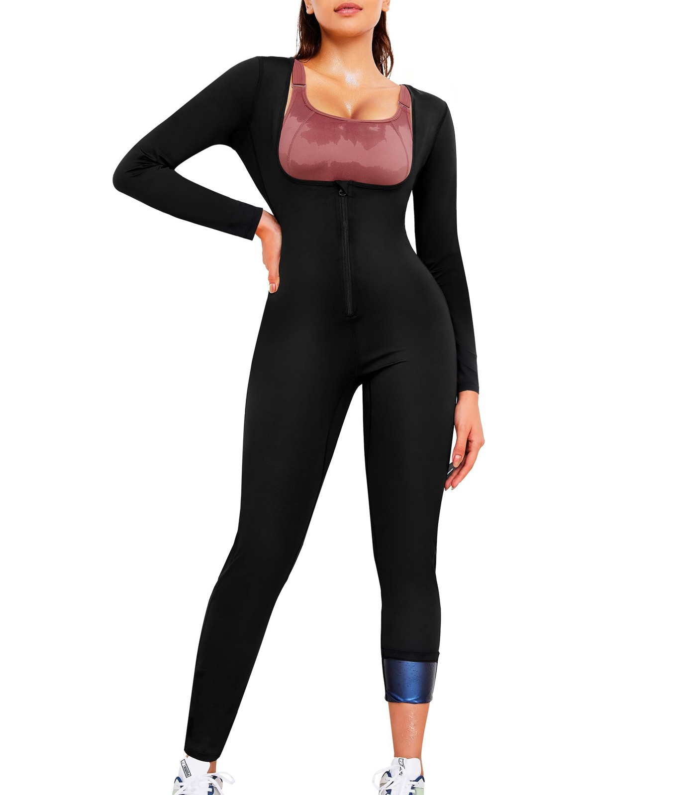 Junlan Sauna Suit for Women Full Body Compression Sweat XX-Large, Black