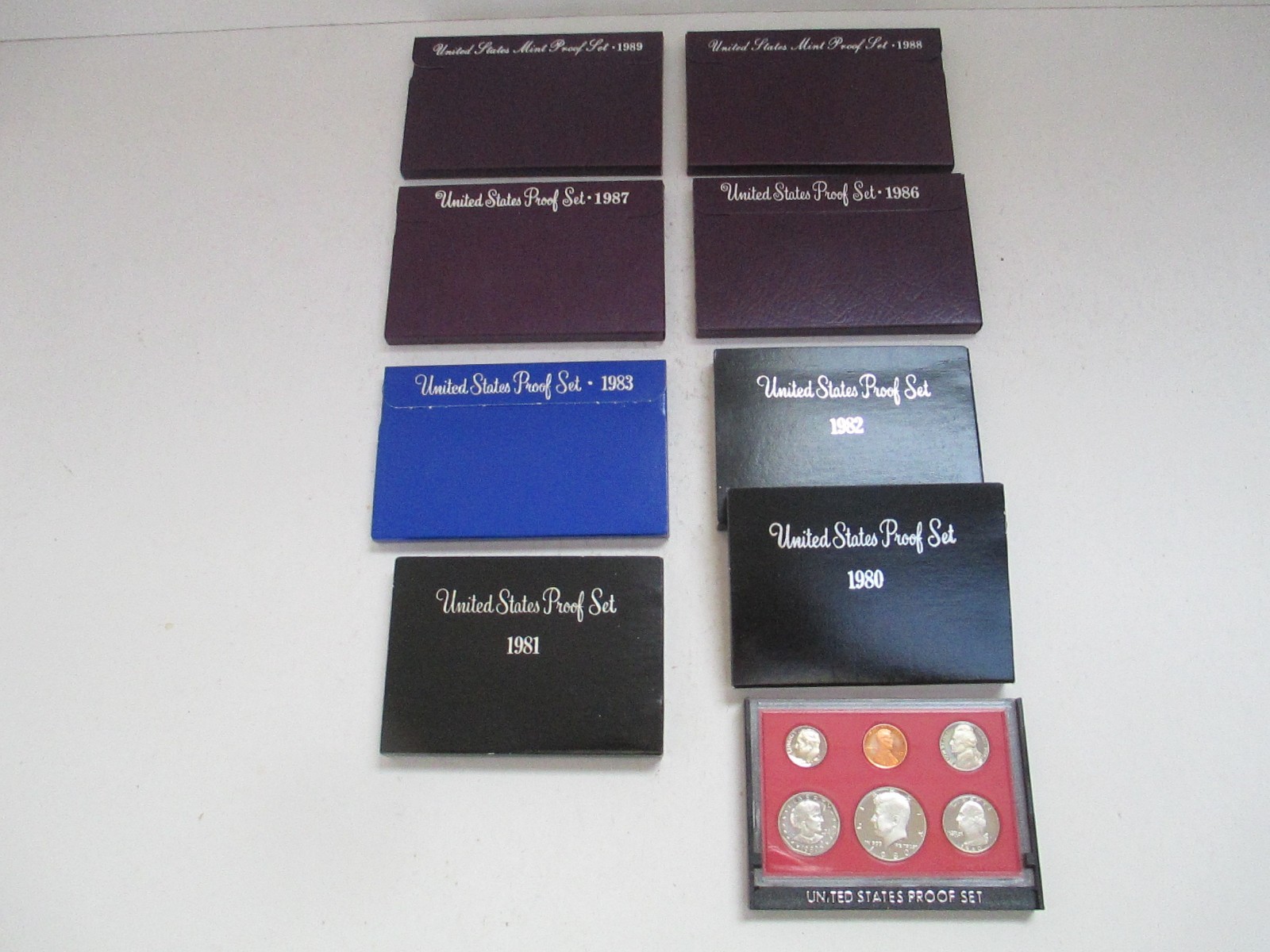 8---U.S. Clad Proof Sets In Original Mint Packages, (1980s, - 1989s)