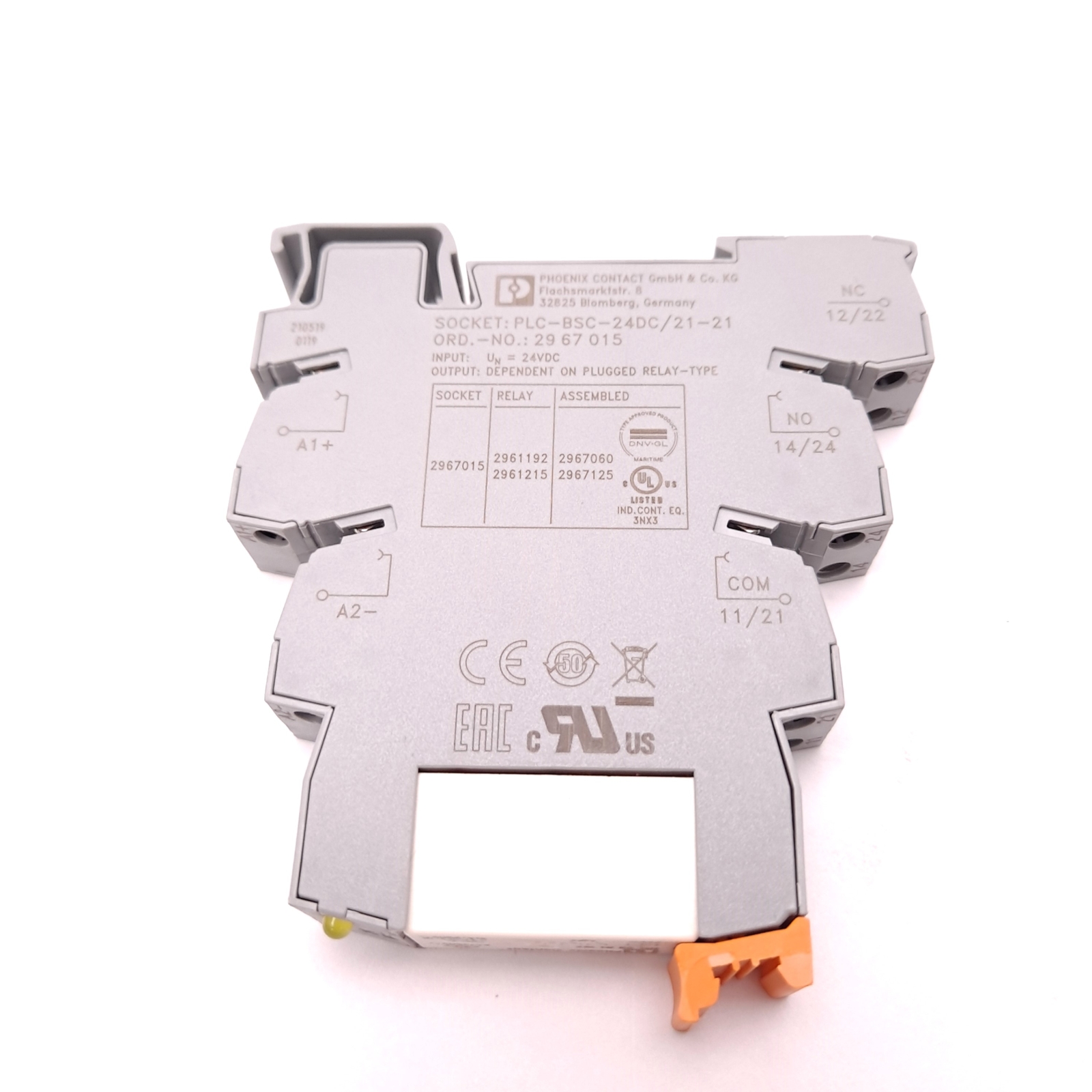 Phoenix Contact PLC-BSC-24DC/21-21 Relay & Socket DPDT 24VDC Coil 230V 10A