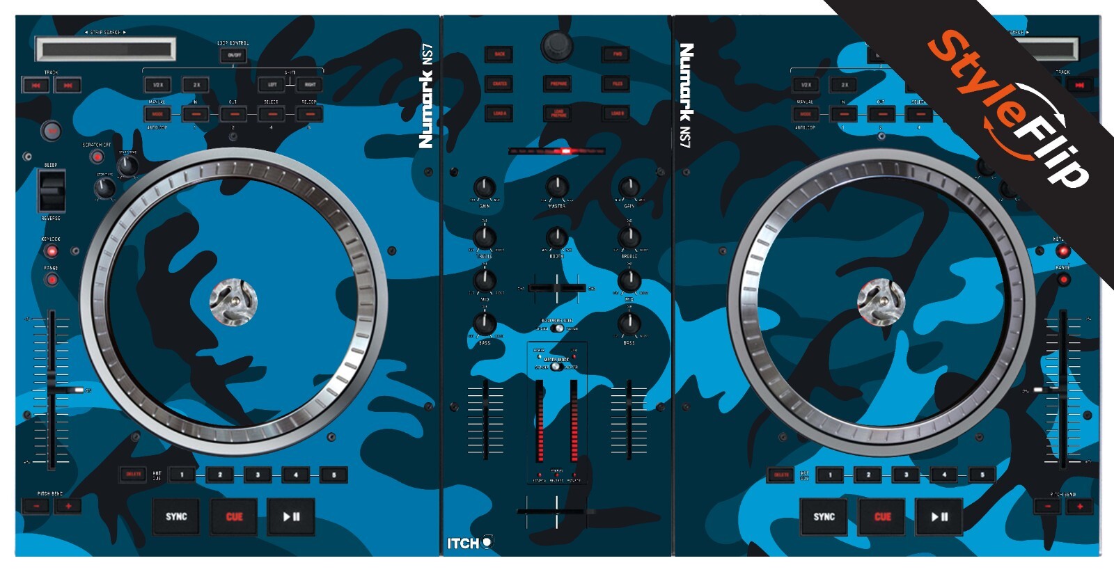 Numark NS-7 Skin | Blue Camo | Protective Decal | StyleFlip Skins