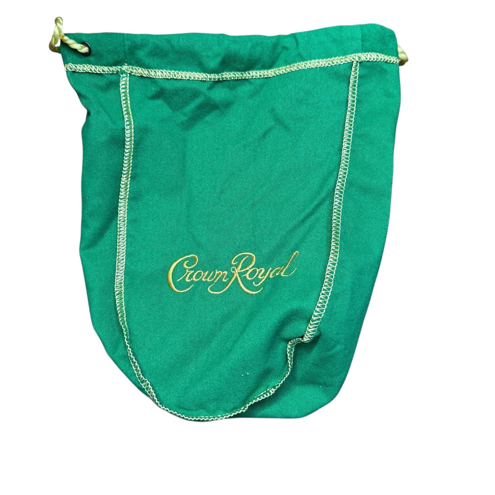 Crown Royal Green Drawstring Bag Pouch Gold Trim Embroidered Logo Empty Cloth