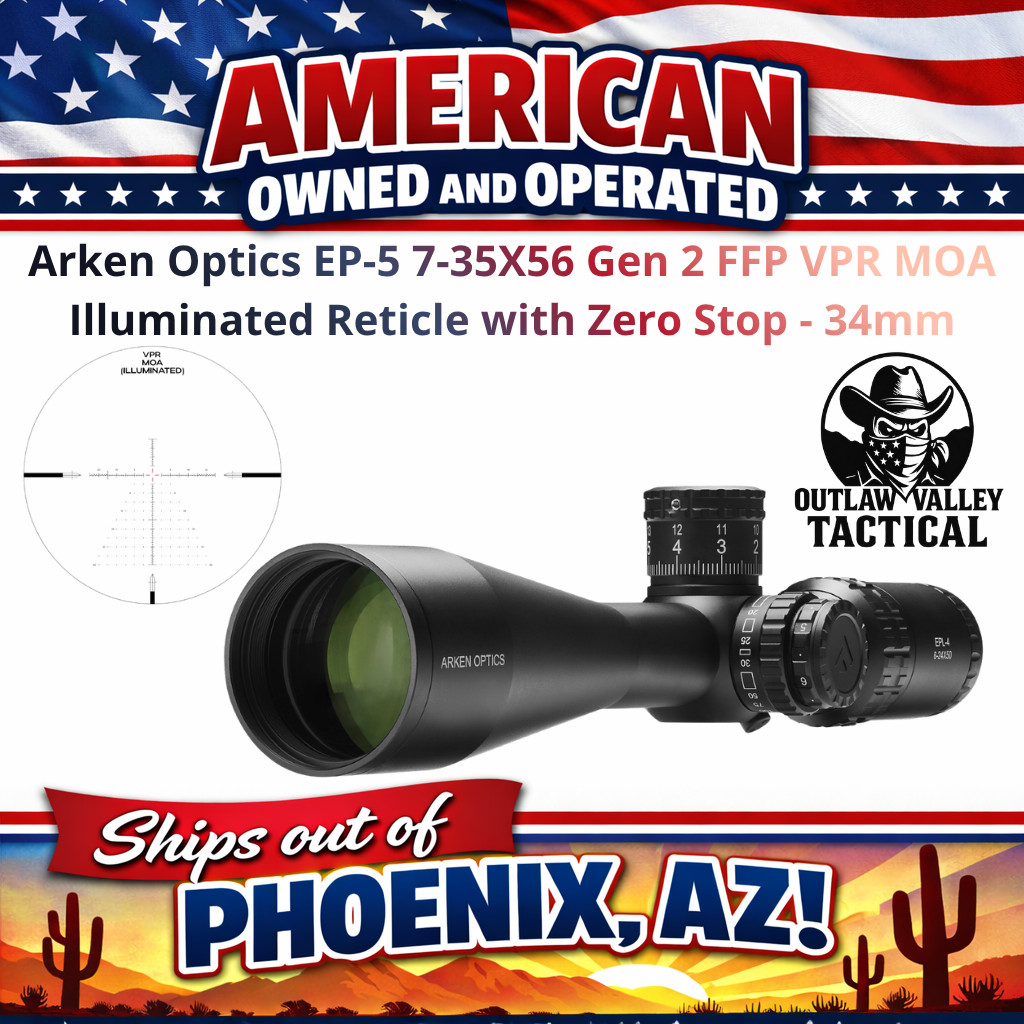 Arken Optics EP-5 7-35X56 Gen 2 FFP illumina VPR MOA Reticle w/ Zero Stop - 34mm