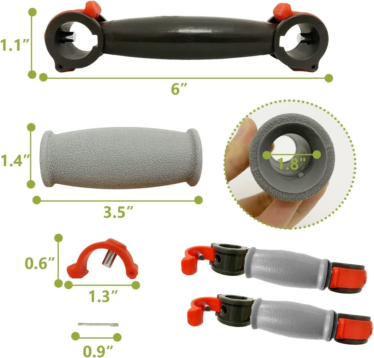 Crutch Solid Hand Grips Kit - 2 Durable Replacement Handles for Comfort & Safety
