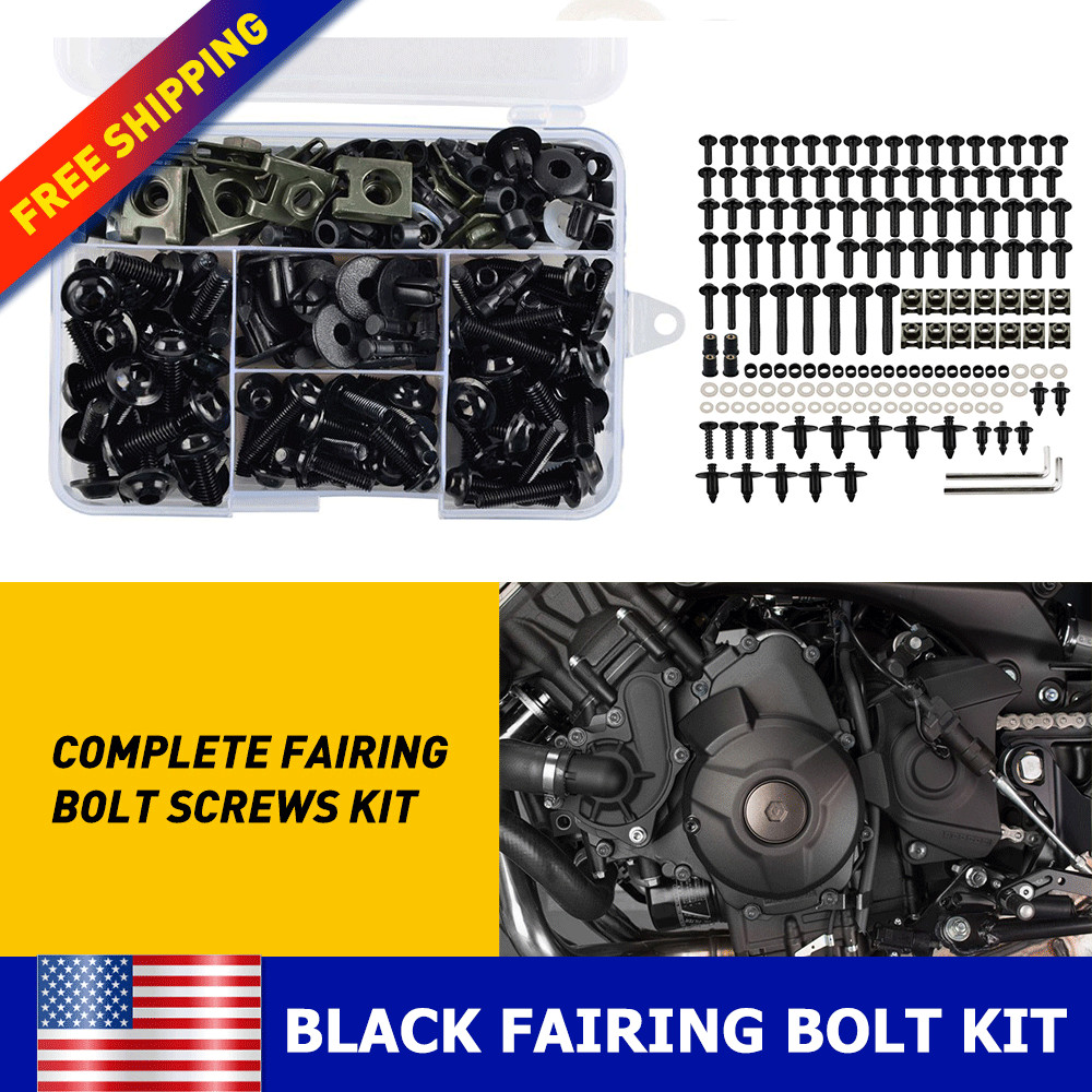For Kawasaki Ninja ZX6R 7R ZX9R ZX12R ZX14 Black Complete Fairing Bolt Screw Kit