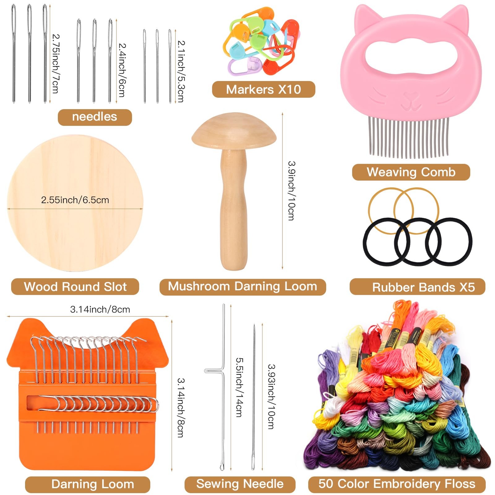 Speedweve Darning Mini Loom Kits Machine with 50 Color Threads, Sock Darning ...