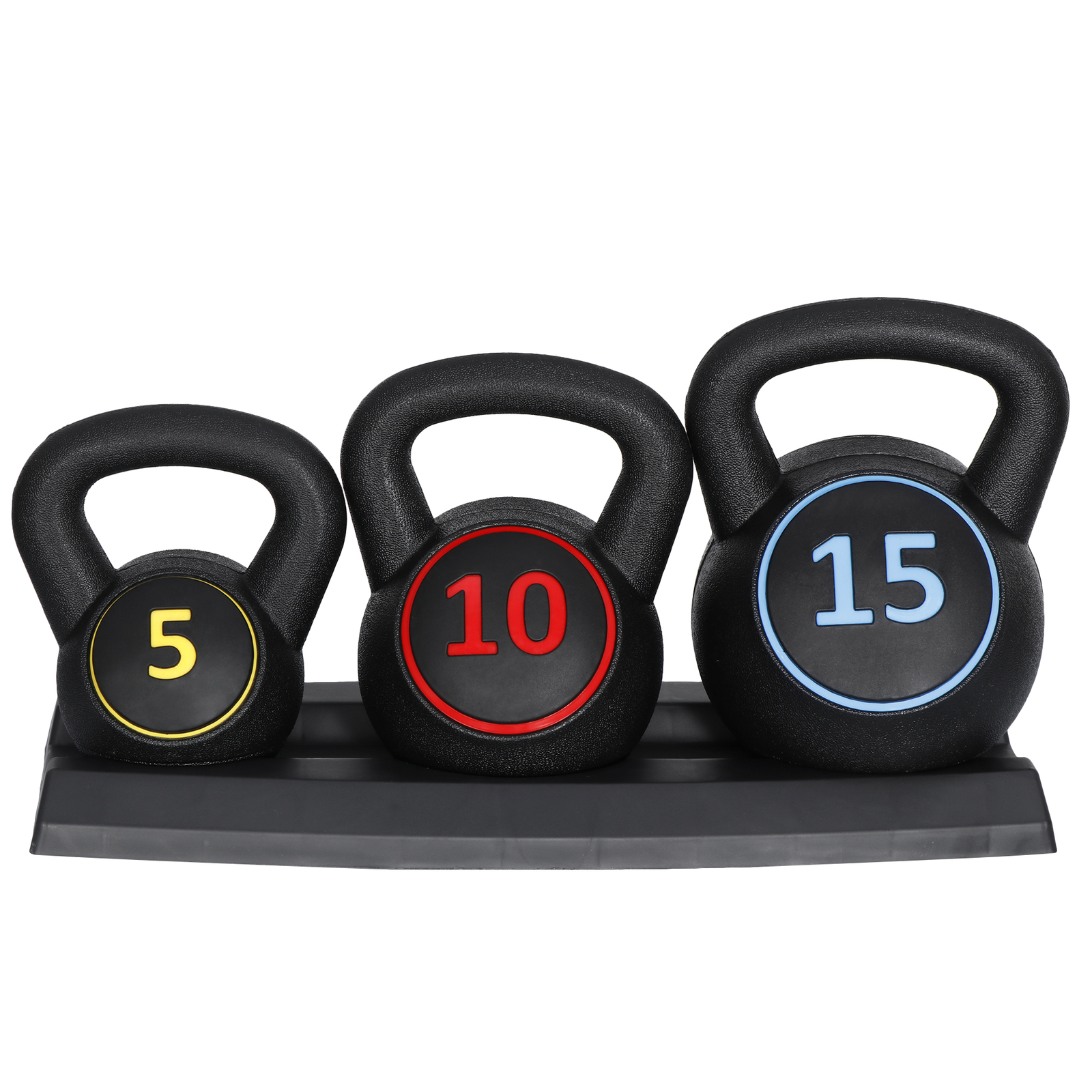 Exercise Fitness Concrete Weights 3-Piece Kettlebell Set For Home 5lb 10lb 15lb