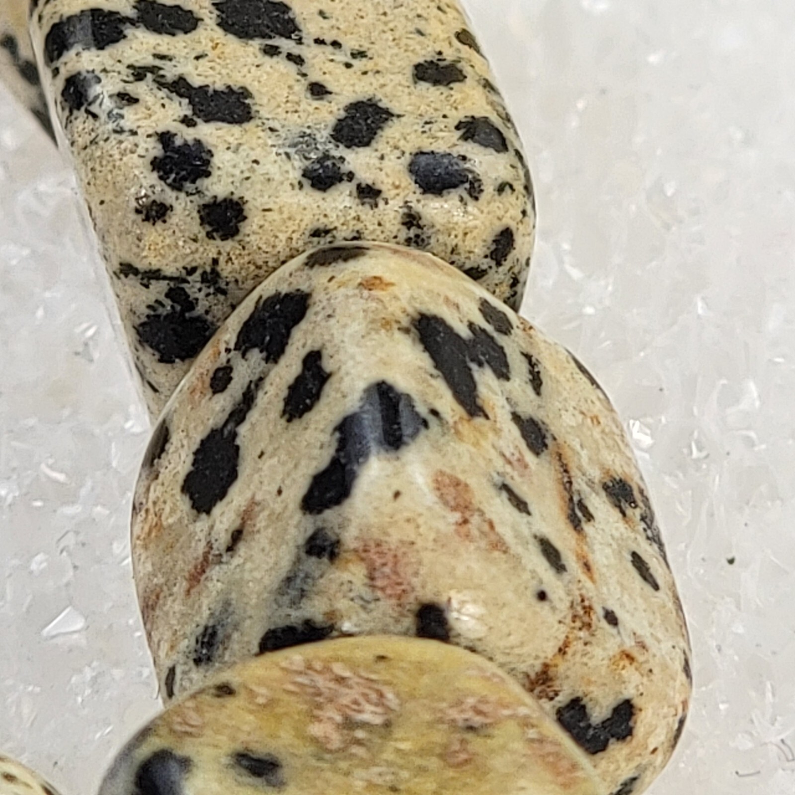 Dalmatian Jasper Beaded Stretch Bracelet 6.5" Sizable