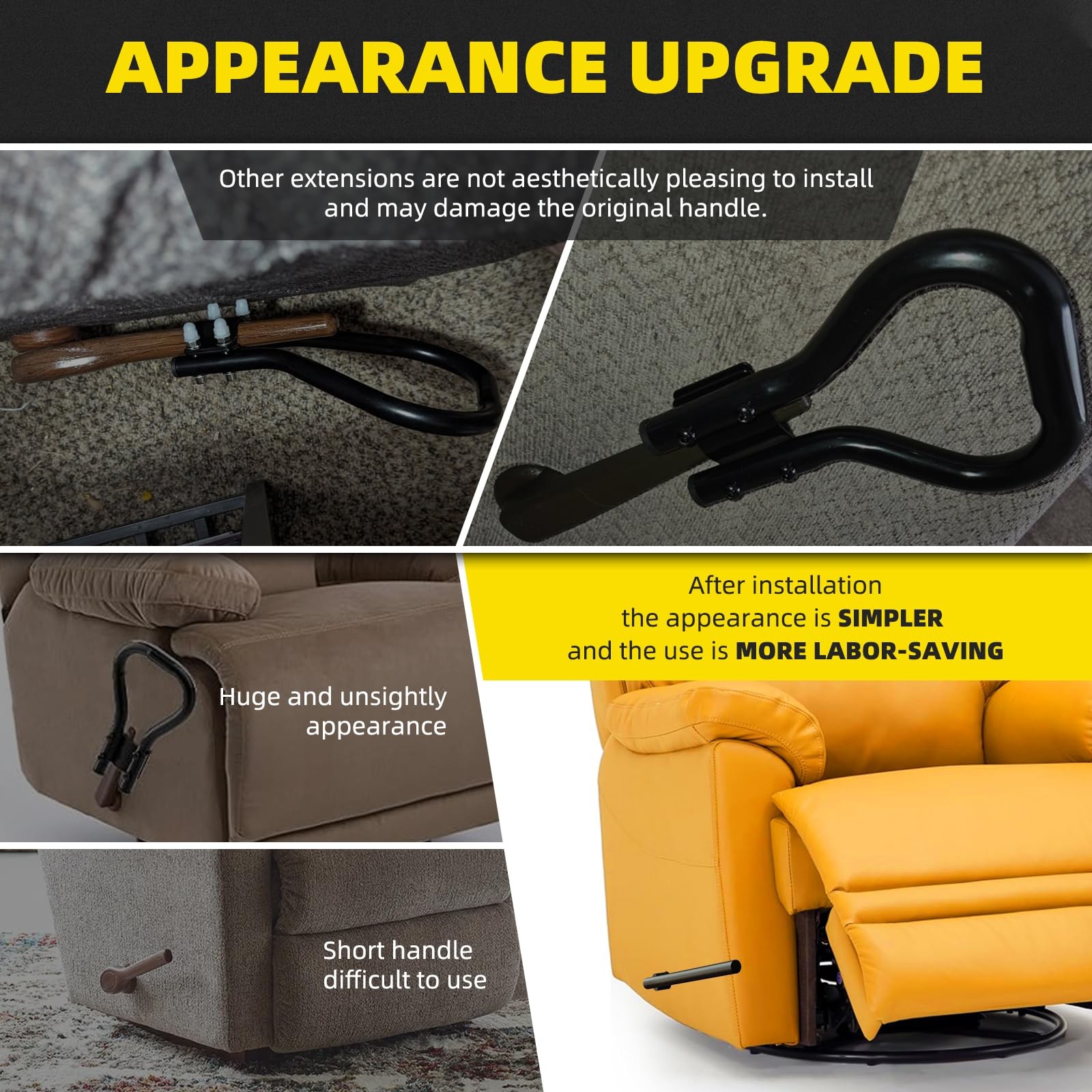 Oversized Recliner Handle, Aluminum Alloy Material, Chair Lever Extender for .