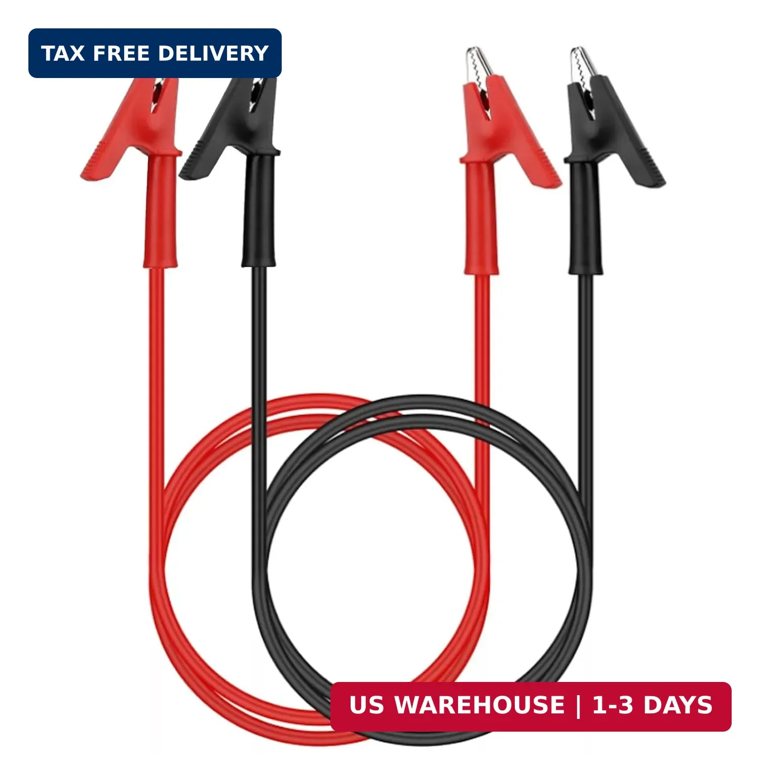 2pcs Alligator Clips Test Leads Set Dual Ended 15A Test Lead Wire Cable with Ins