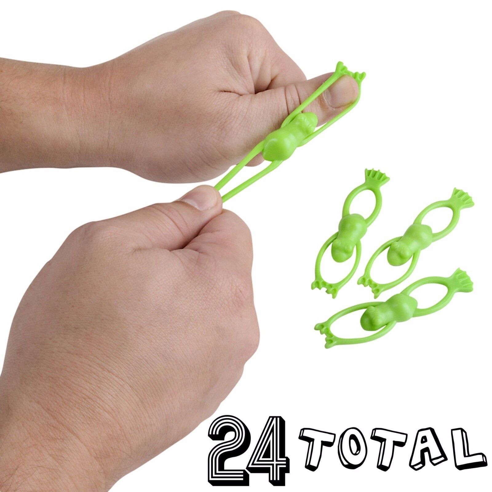 (24) 3.5" STRETCHY FLYING FROG SLINGSHOT - Party Filler Favor Vending Toy (2 dz)