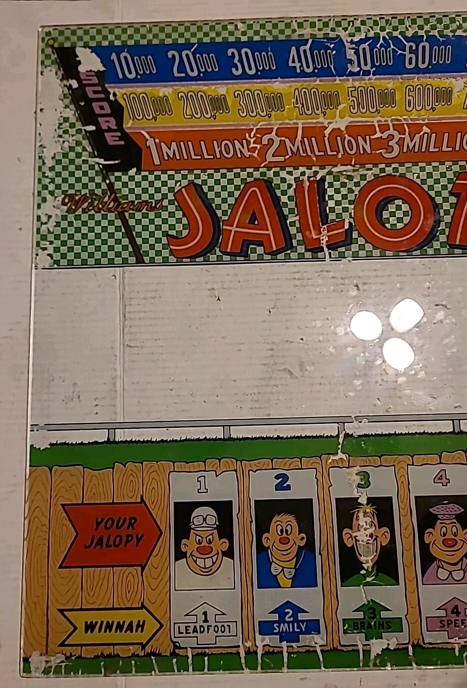 Williams Jalopy Pinball Machine Backglass