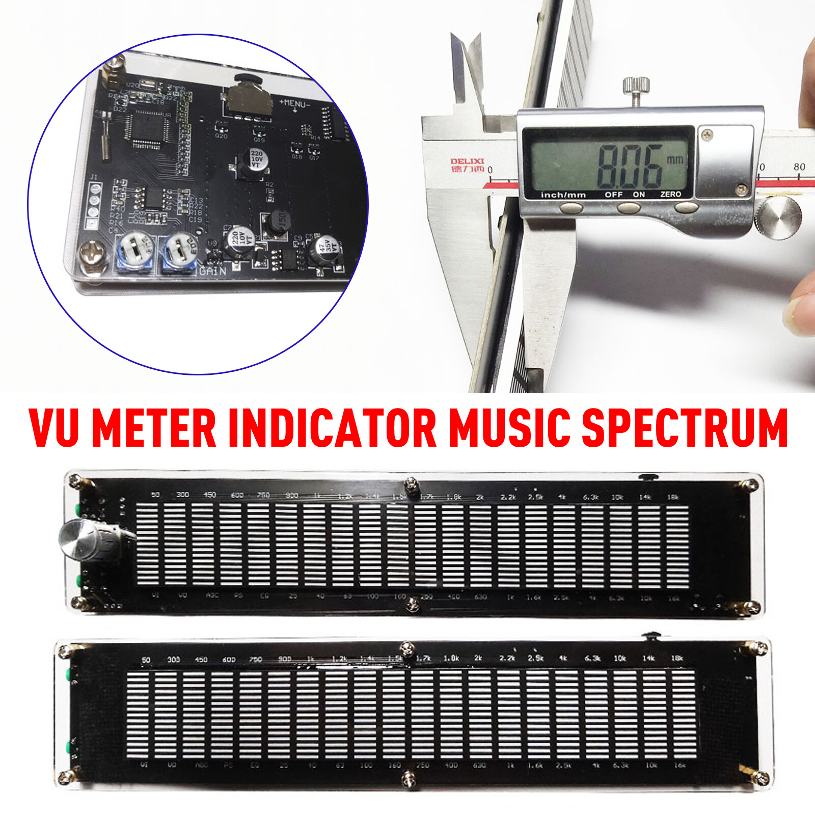 Stereo VU Meter Indicator Music Spectrum Analyzer 20 Segment LED Level Display