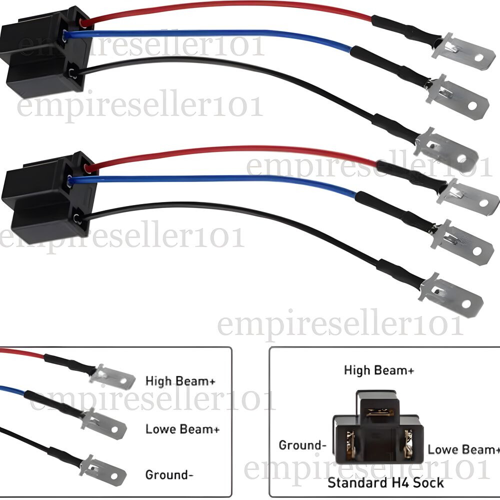 H4 9003 HB2 Wire Wiring Harness Sockets for 4"x6" 7"x6" 5"x7" inch Headlights