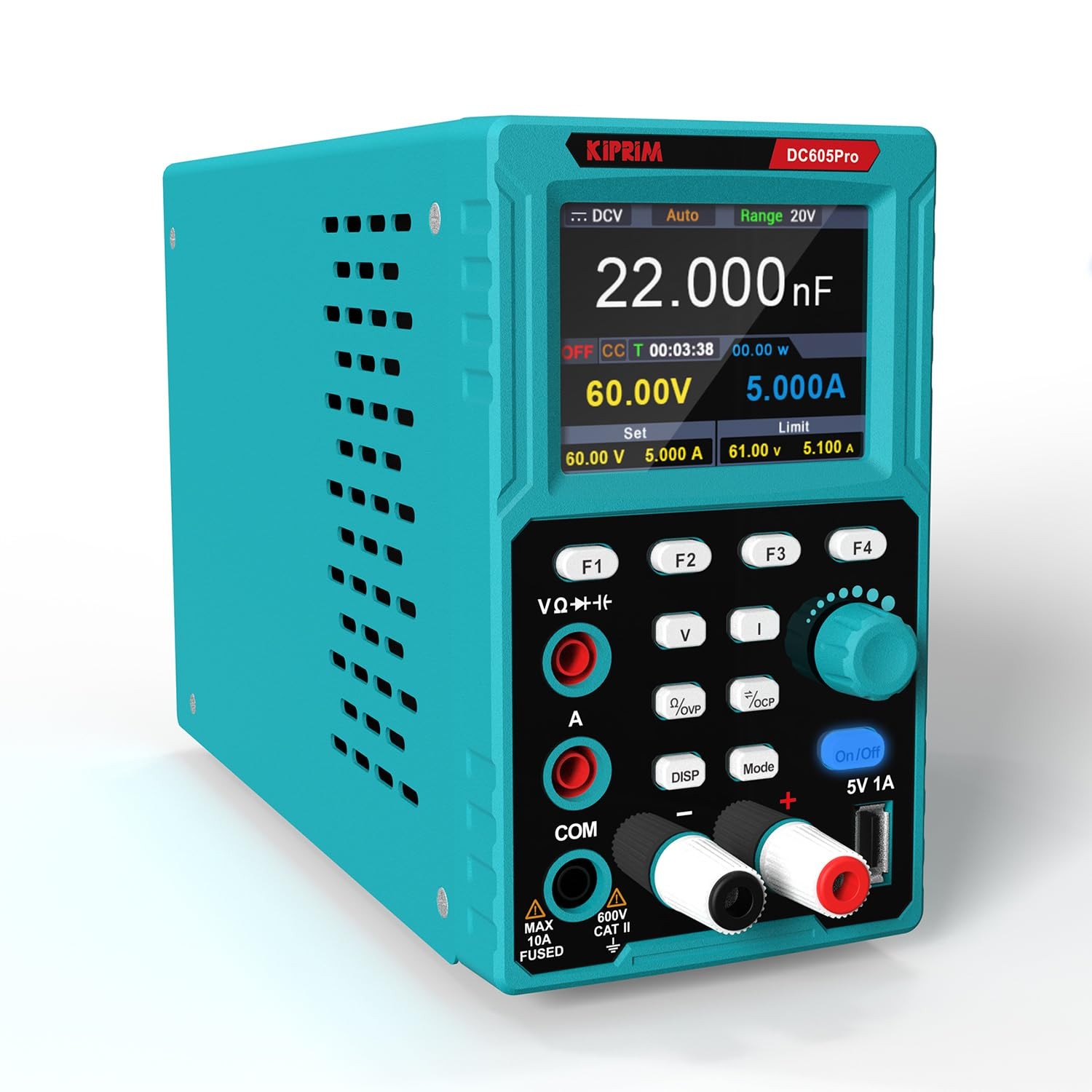Kiprim 2-in-1 Programmable Power Supply and Multimeter (0-60 V 60V 5A, Blue