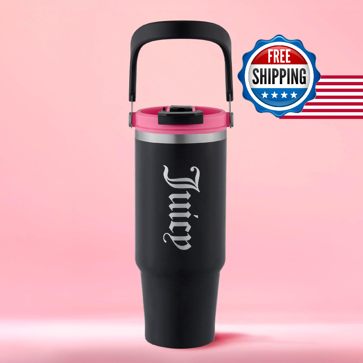 Juicy Couture Flip Fusion Hydration 40oz Stainless Steel Tumbler with Flip Handl
